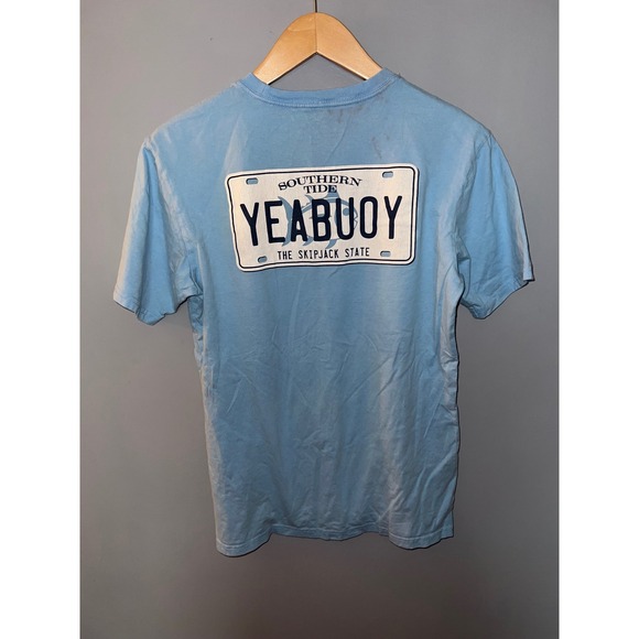Southern Tide Other - Southern Tide Mens Small Blue Yeabuoy License Plate Graphic Pocket T-Shirt